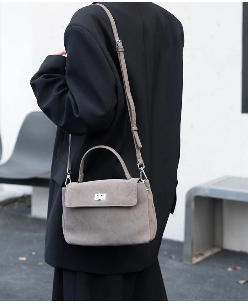 Women’s Suede Leather Flap Shoulder & Crossbody Bag