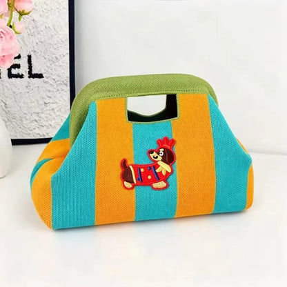 Striped Woven Knit Cosmetic Bag