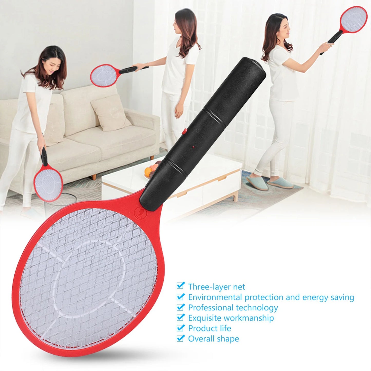 Electric Mosquito Swatter Bug Zapper Racket