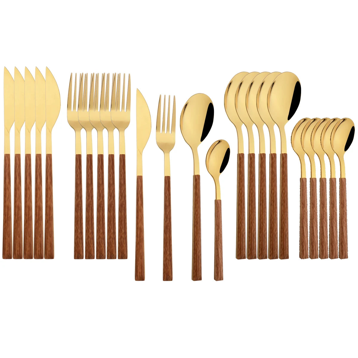 Stainless Steel Cutlery Set with Wood-Effect Handles