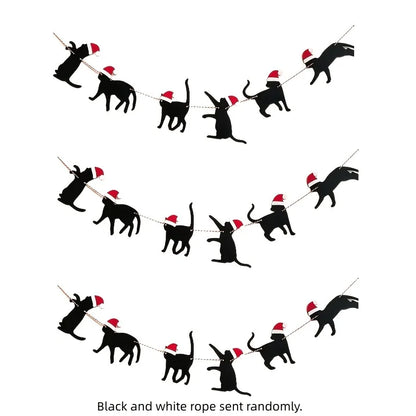 Black Cat Christmas Hanging Banner