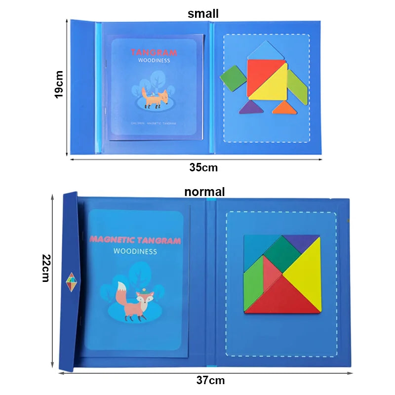 Wooden Jigsaw Magnetic Tangram Puzzle Book