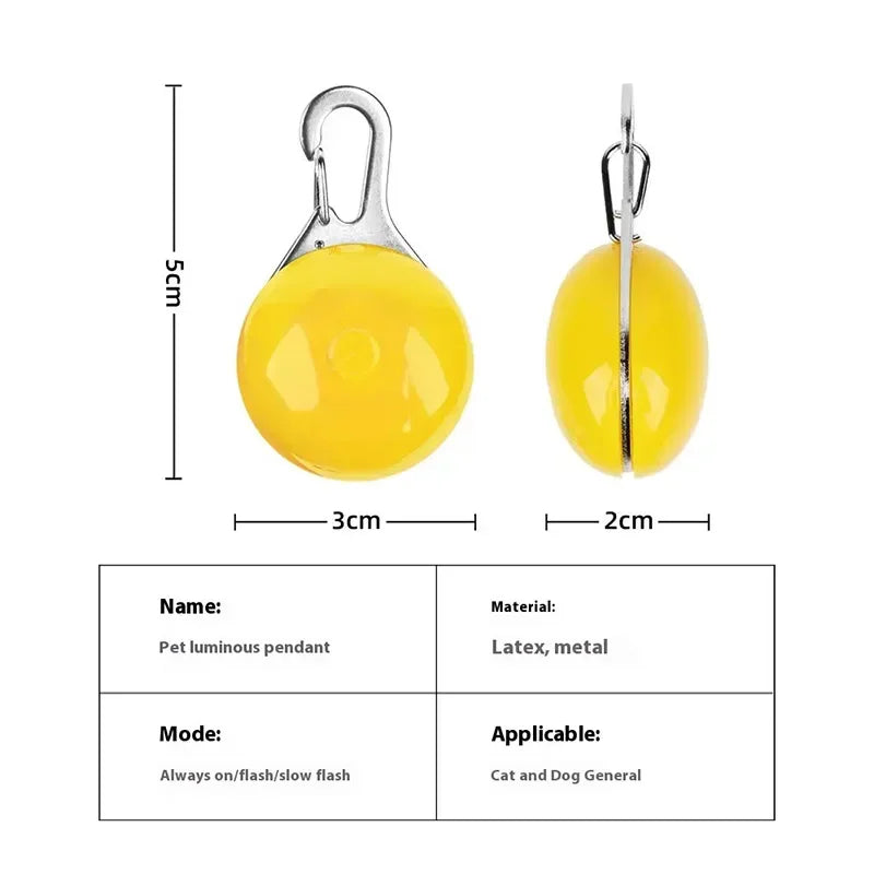 LED Luminous Pet Collar Pendant – Night Safety Light for Dogs & Cats