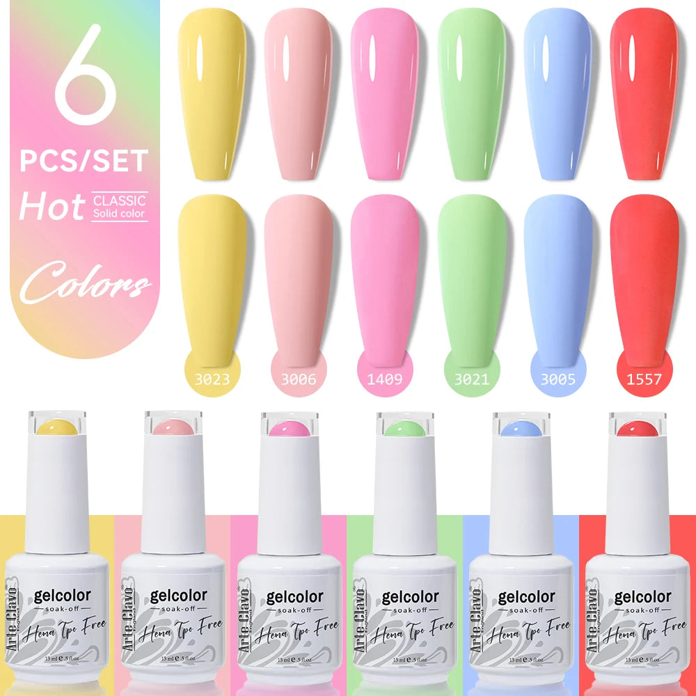 Arte Clavo 6PCS HEMA & TPO Free Gel Nail Polish Set