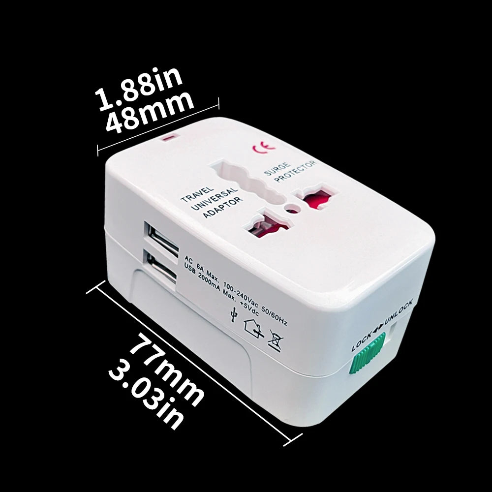 Universal Travel Adapter with Dual USB Ports
