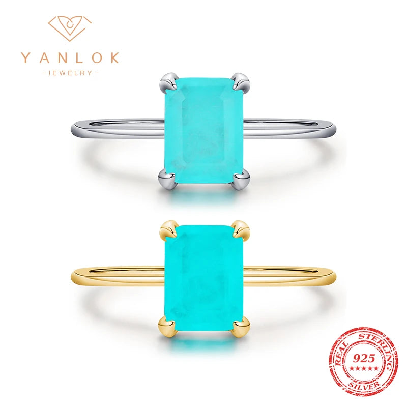 Yanlok Luxury Paraiba Tourmaline 925 Sterling Silver Ring