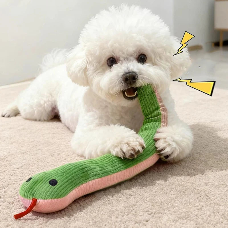 Interactive Plush Snake Dog Toy