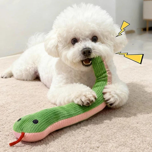 Interactive Plush Snake Dog Toy