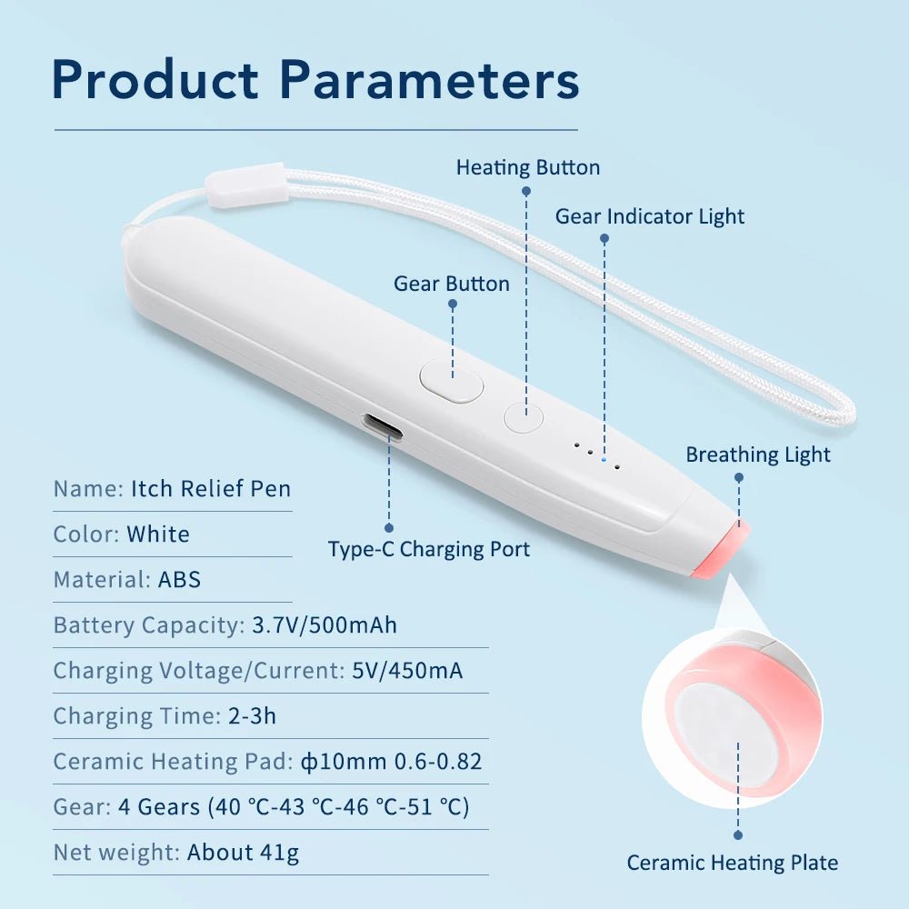 Rechargeable Portable Mosquito Insect Bite Relieve Itching Pen Chemical-Free Anti-Itch Natural Bug Bite Itch Pen for Child Adult