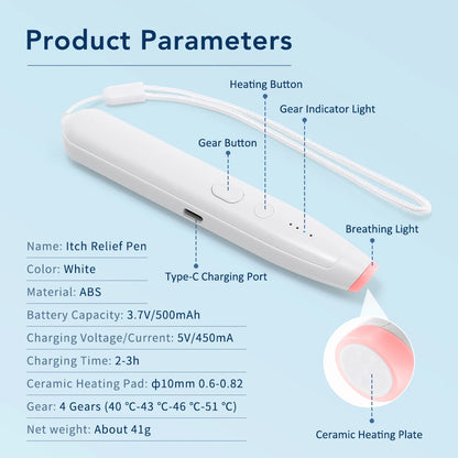 Rechargeable Portable Mosquito Insect Bite Relieve Itching Pen Chemical-Free Anti-Itch Natural Bug Bite Itch Pen for Child Adult