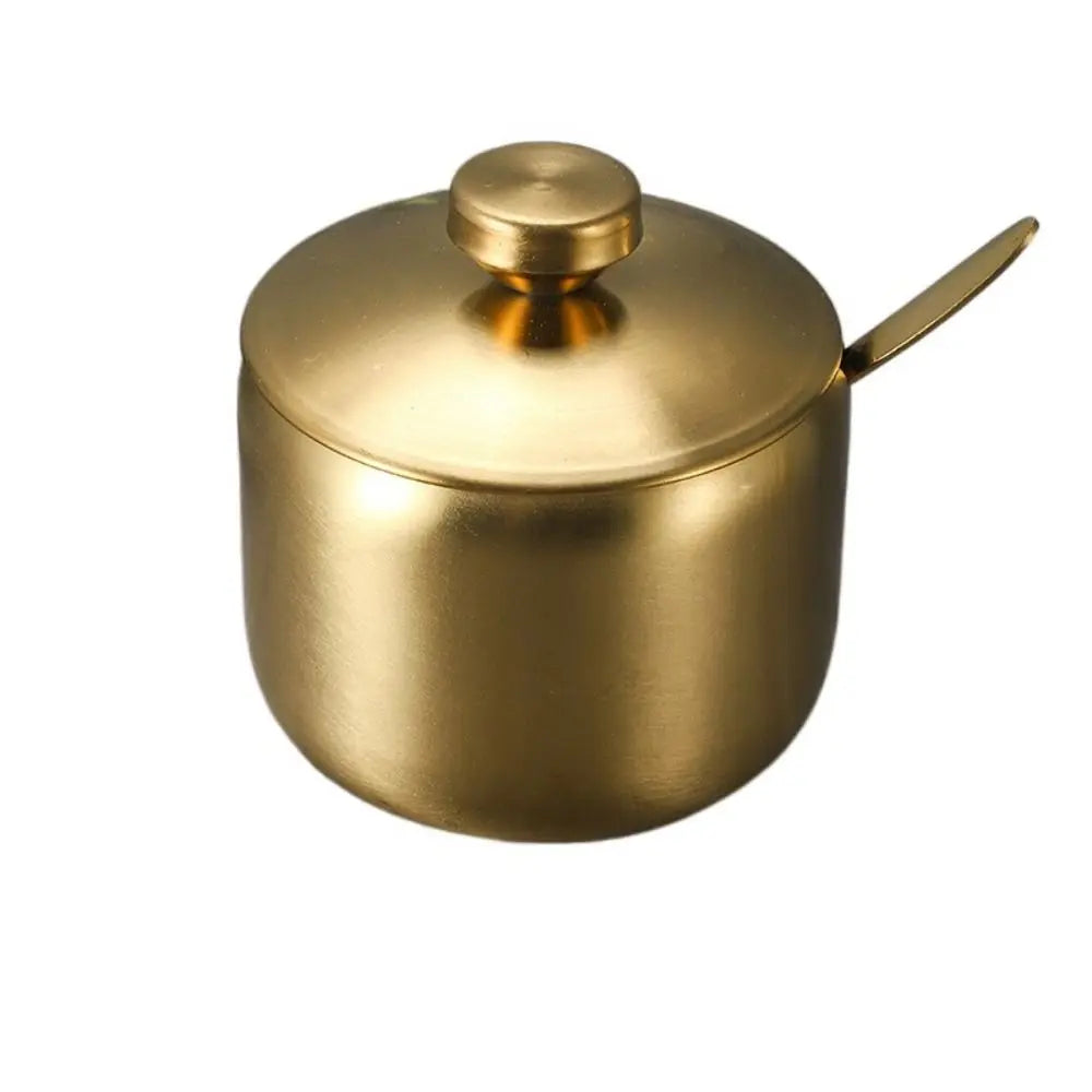Stainless Steel Sugar Bowl with Lid & Spoon
