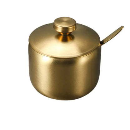 Stainless Steel Sugar Bowl with Lid & Spoon