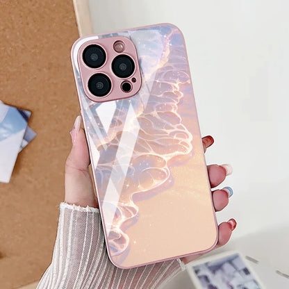 iPhone Case Wave Tempered Glass Red