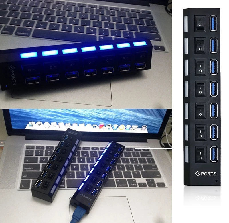 7-Port USB 2.0 Hub with Individual Power Switches