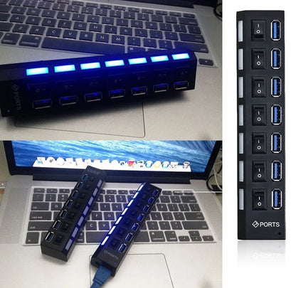 7-Port USB 2.0 Hub with Individual Power Switches