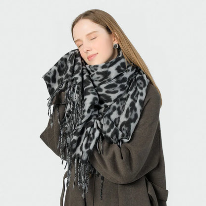 Women’s Leopard Tassel Winter Scarf