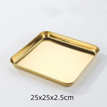 Golden Stainless Steel Food Serving Tray