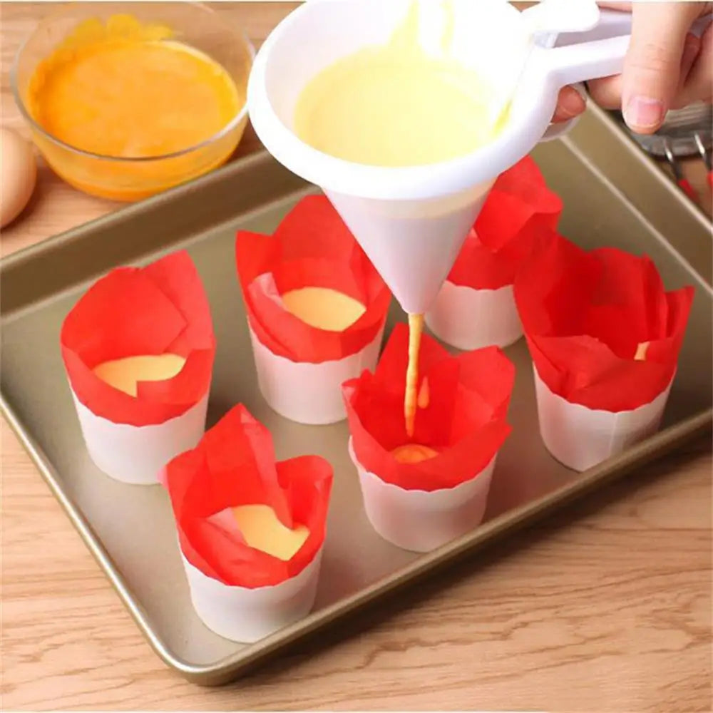 Handheld Batter Dispenser Funnel with Flow Control for Baking & Dessert Decorating