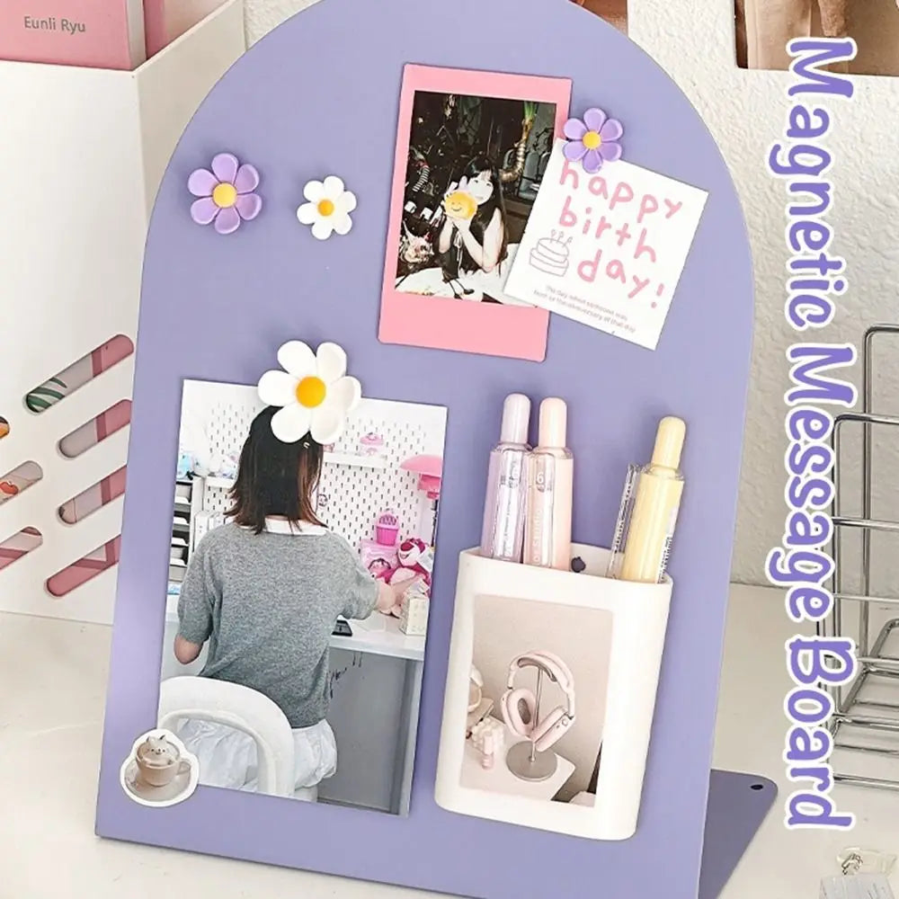 Creative Desktop Magnetic Message Board with Storage Stand