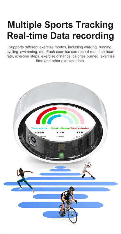 Smart Health Tracking Ring with Charging Case