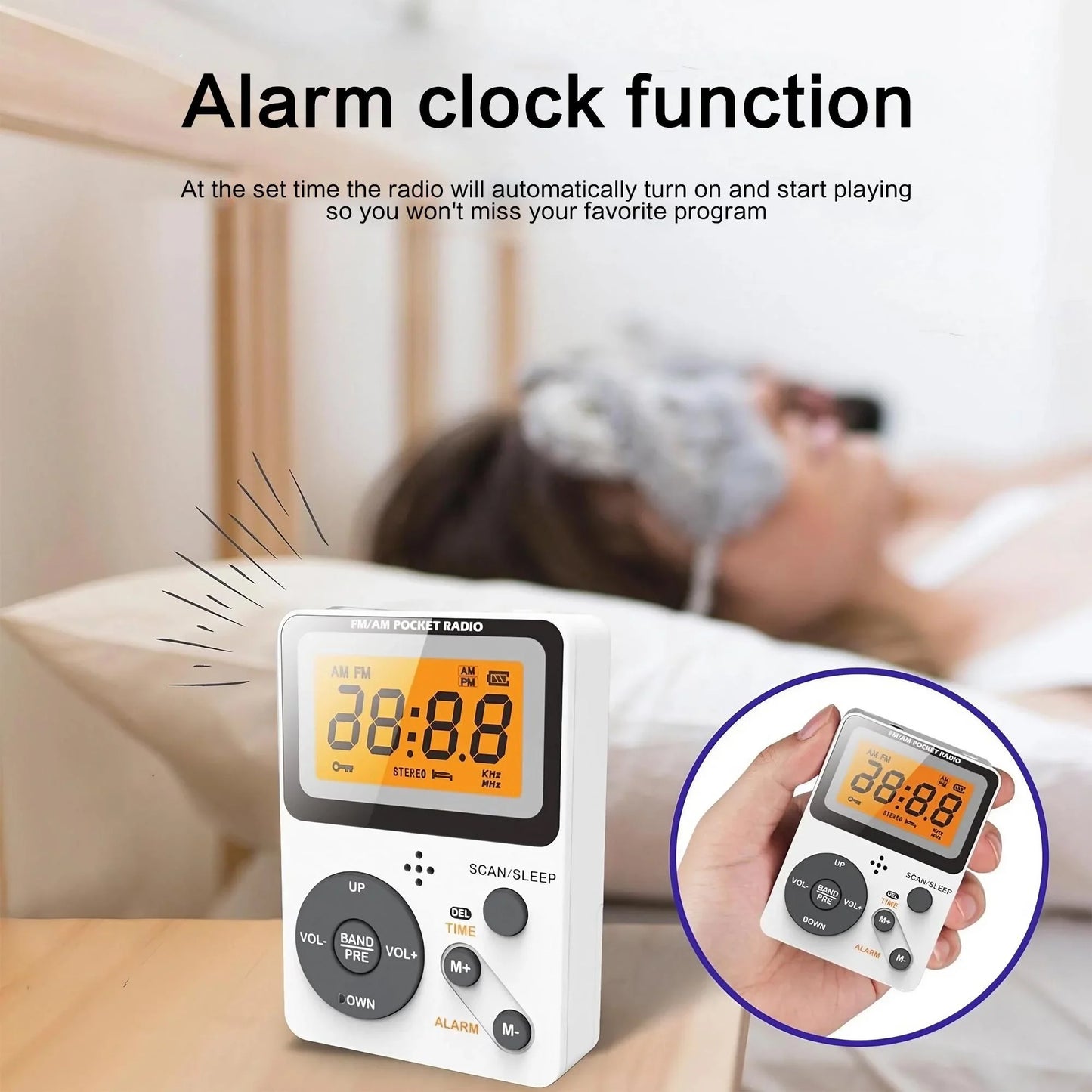 Portable AM/FM Pocket Radio with LCD Display