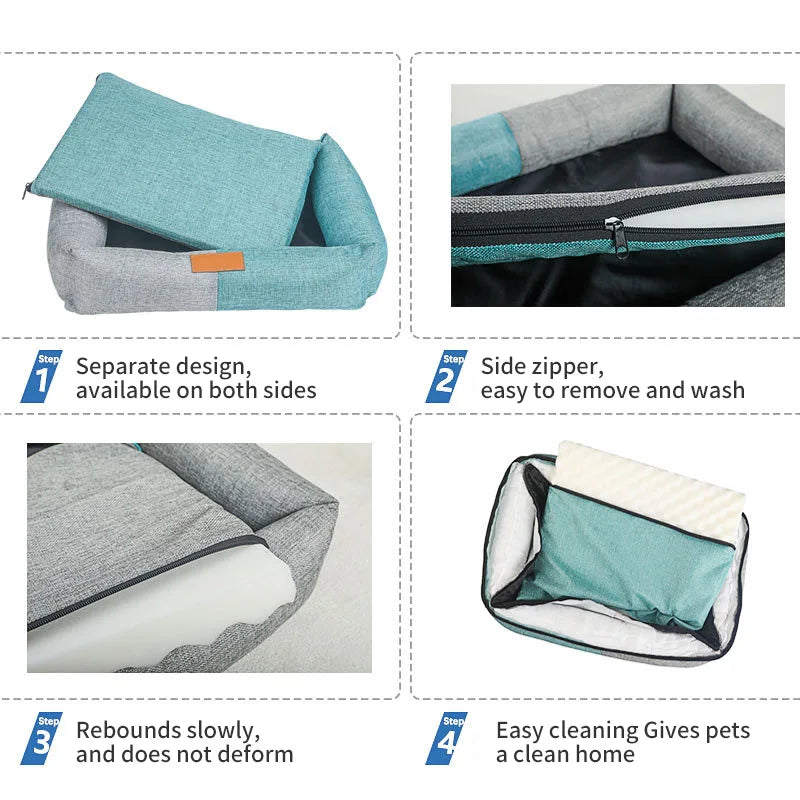 Linen Material Washable Removable Small Pet Bed