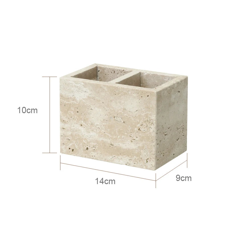 Travertine-Style Bathroom Accessories Set