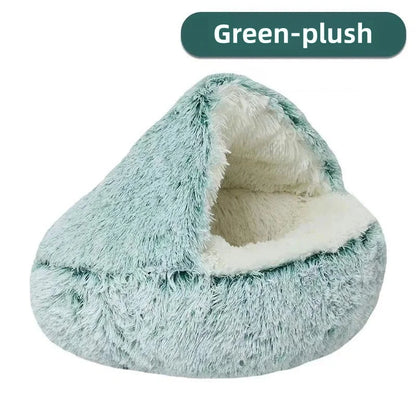 Winter Warm Plush Semi-Enclosed Cat Bedwarm cat bed, plush cat nest, winter pet bed, cat cave bed, puppy sleeping bed, enclosed pet bed, soft cat cushion, cozy pet house, pet accessories