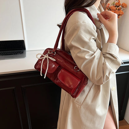 Bow Accent Shoulder Handbag