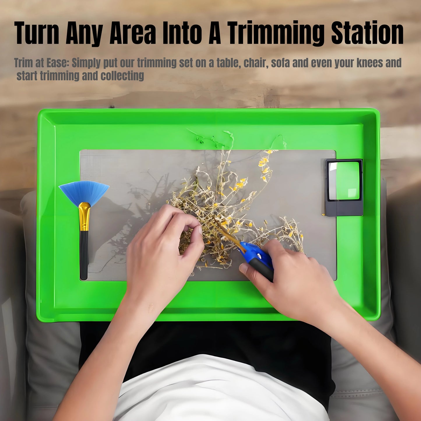 Herb Trimming Tray Kit with 150 Micron Screen