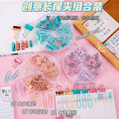Pastel Binder Clips & Paper Clips Set