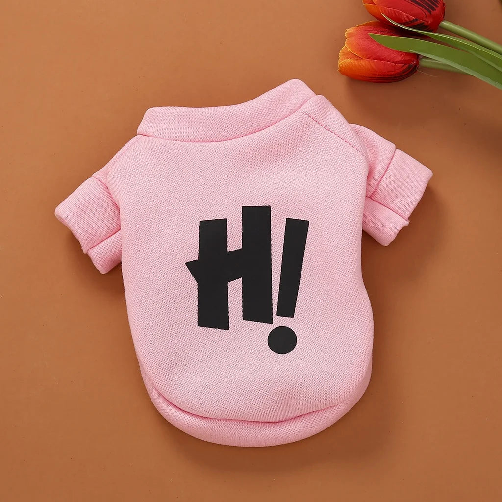 Cartoon Letter Dog Sweater – Warm Pet Shirt for Autumn & Winter