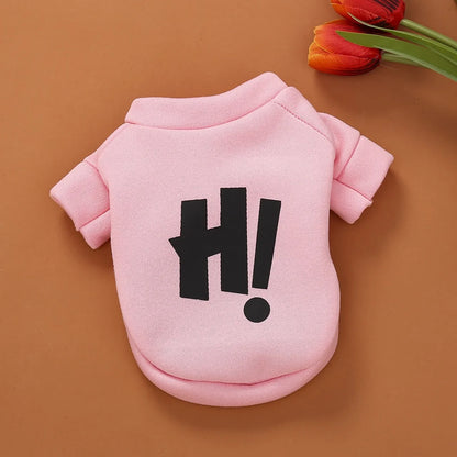 Cartoon Letter Dog Sweater – Warm Pet Shirt for Autumn & Winter