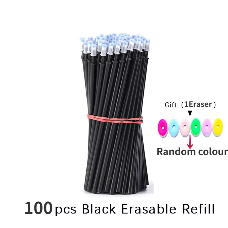 100-Pack 0.5mm Erasable Gel Ink Refills with Bonus Erasers