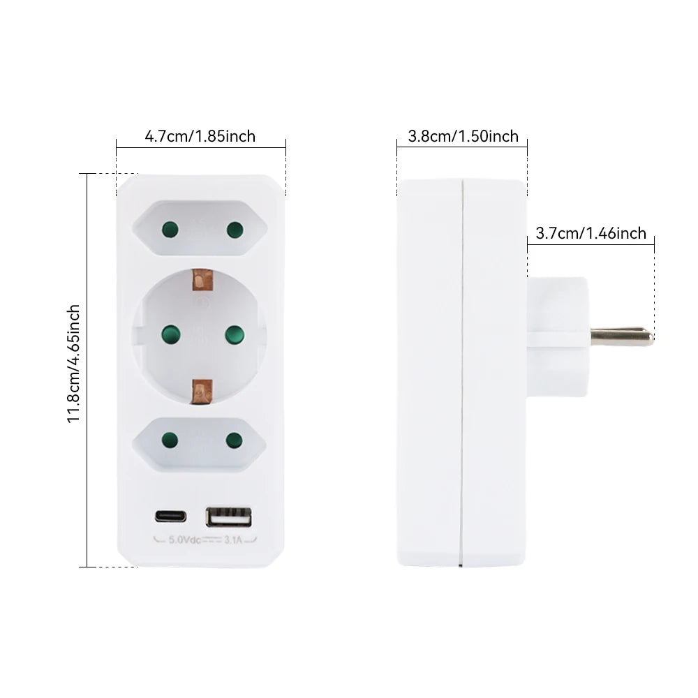 5-in-1 Wall Outlet Extender with USB & USB-C