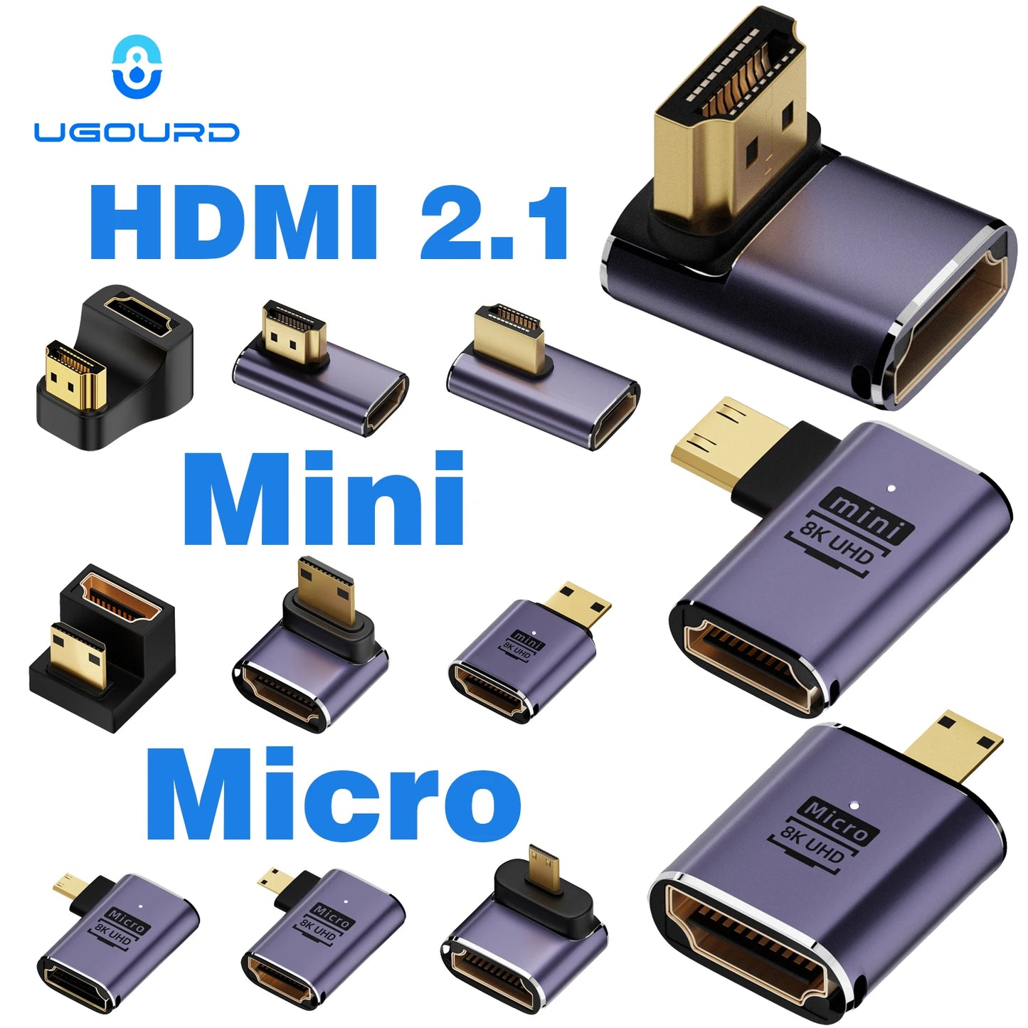 HDMI 2.1 Mini & Micro HDMI to HDMI Adapter – 8K 60Hz 48Gbps