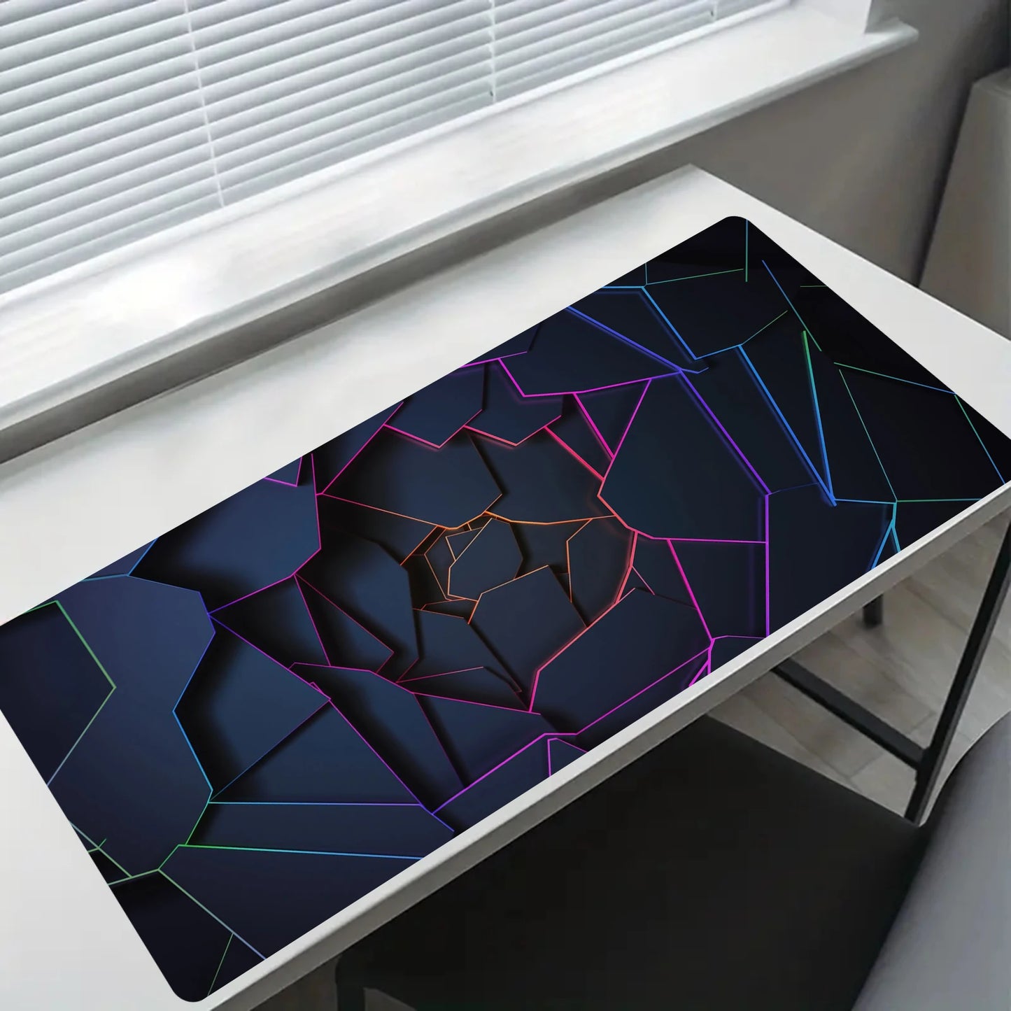 Extended Geometric Gaming Mouse Pad with Non-Slip Base