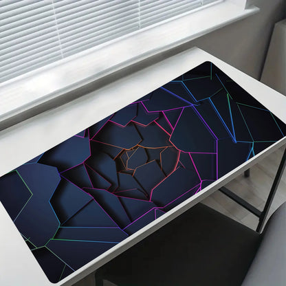 Extended Geometric Gaming Mouse Pad with Non-Slip Base