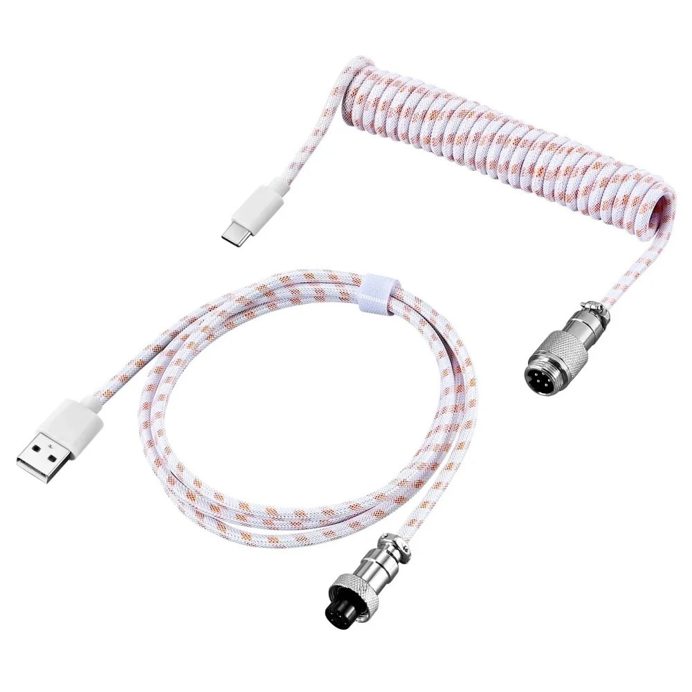 3M Coiled USB-C Mechanical Keyboard Cable – Detachable Aviator Connector