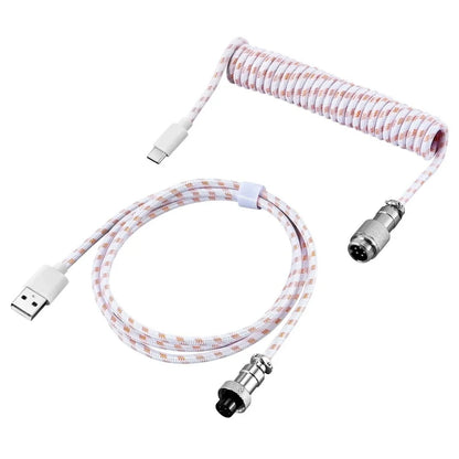 3M Coiled USB-C Mechanical Keyboard Cable – Detachable Aviator Connector