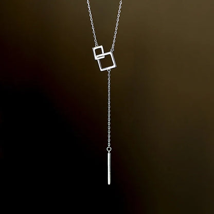 925 Sterling Silver Geometric Square Necklace