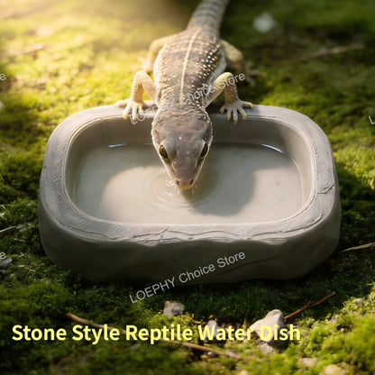 Stone Style Reptile Water Dish Bowl
