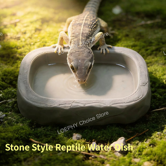 Stone Style Reptile Water Dish Bowl