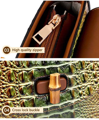 Crocodile Pattern Top Handle Handbag