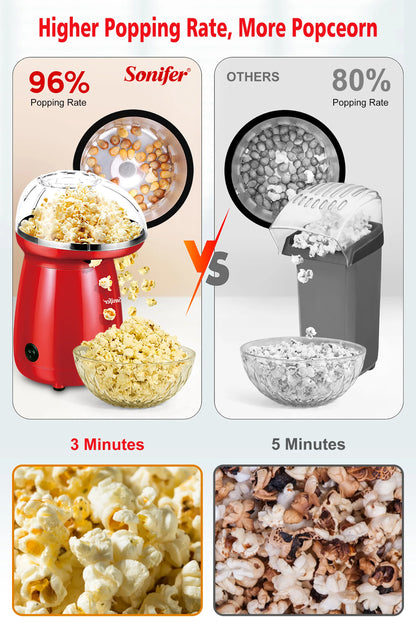 Oil-Free Electric Popcorn Machine with Butter Tray
