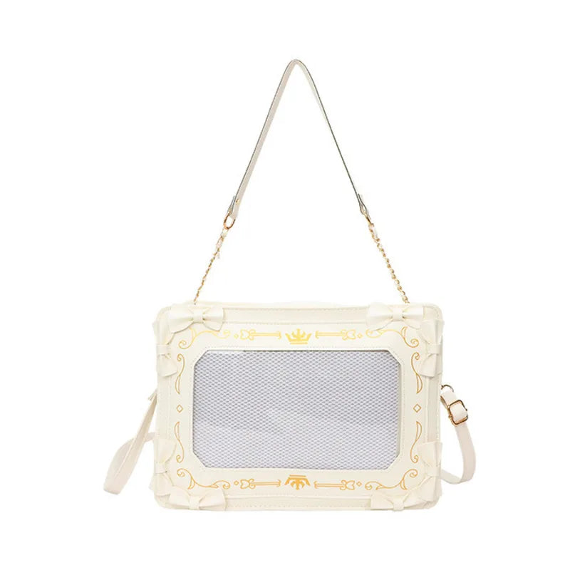 Y2K Bow Ita Bag Transparent Pocket Crossbody Handbag