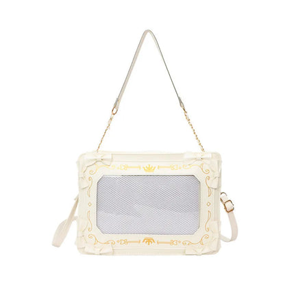 Y2K Bow Ita Bag Transparent Pocket Crossbody Handbag