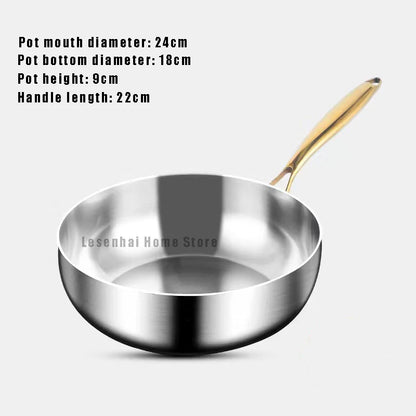 316 Stainless Steel Deep Frying Pan / Wok Skillet