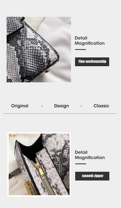 Luxury Snake Pattern Crossbody Shoulder Bag