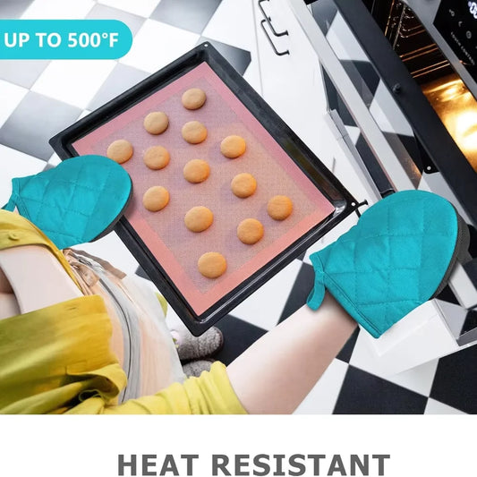 Heat-Resistant Short Oven Mitts